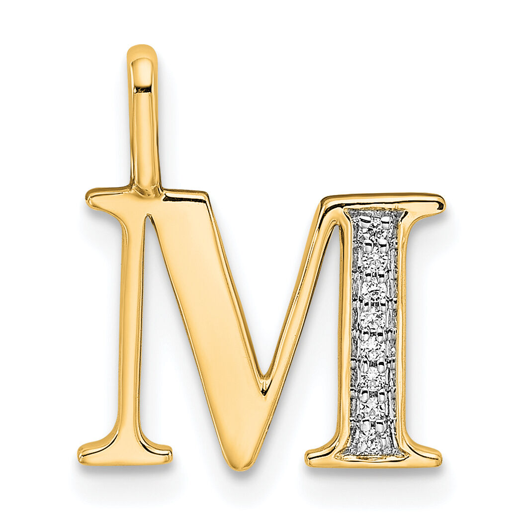 14k Diamond Letter M Initial Pendant-PM8365M-003-YA