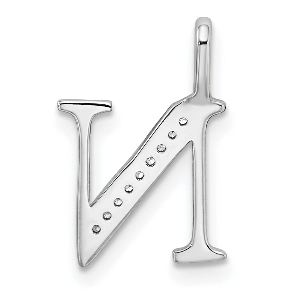 14K White Gold Diamond Letter N Initial Pendant-PM8365N-003-WA