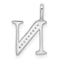14K White Gold Diamond Letter N Initial Pendant-PM8365N-003-WA