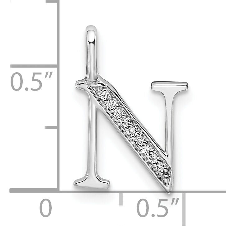 14K White Gold Diamond Letter N Initial Pendant-PM8365N-003-WA