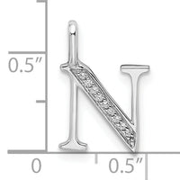 14K White Gold Diamond Letter N Initial Pendant-PM8365N-003-WA
