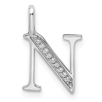 14K White Gold Diamond Letter N Initial Pendant-PM8365N-003-WA