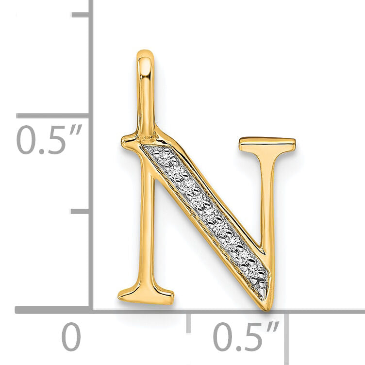 14k Diamond Letter N Initial Pendant-PM8365N-003-YA