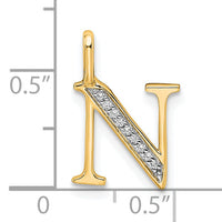 14k Diamond Letter N Initial Pendant-PM8365N-003-YA