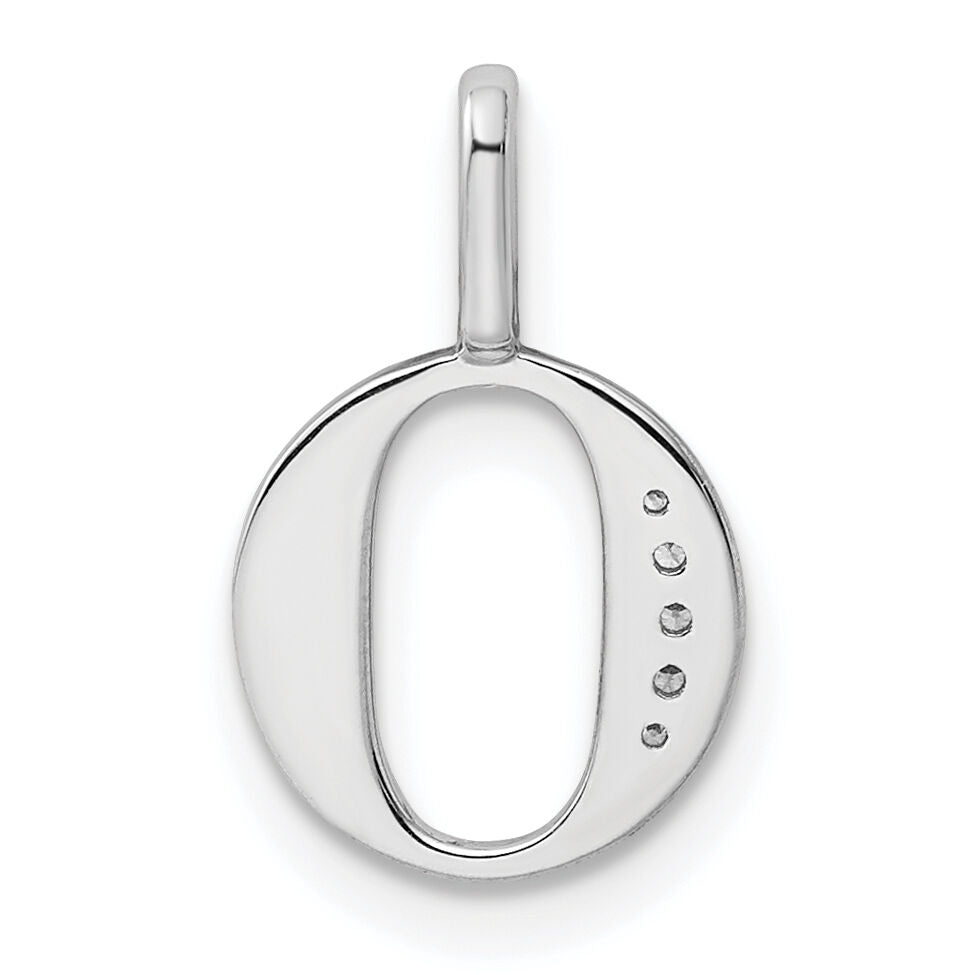 14K White Gold Diamond Letter O Initial Pendant-PM8365O-002-WA