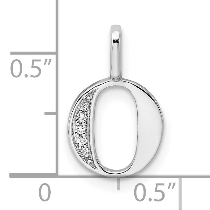14K White Gold Diamond Letter O Initial Pendant-PM8365O-002-WA