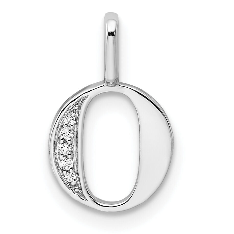 14K White Gold Diamond Letter O Initial Pendant-PM8365O-002-WA