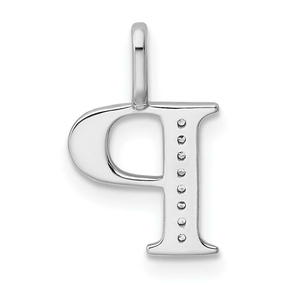 14K White Gold Diamond Letter P Initial Pendant-PM8365P-003-WA