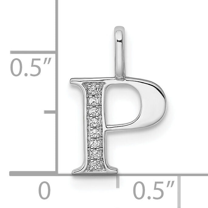 14K White Gold Diamond Letter P Initial Pendant-PM8365P-003-WA