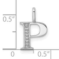 14K White Gold Diamond Letter P Initial Pendant-PM8365P-003-WA