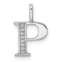 14K White Gold Diamond Letter P Initial Pendant-PM8365P-003-WA
