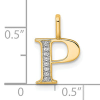 14k Diamond Letter P Initial Pendant-PM8365P-003-YA