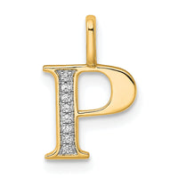 14k Diamond Letter P Initial Pendant-PM8365P-003-YA