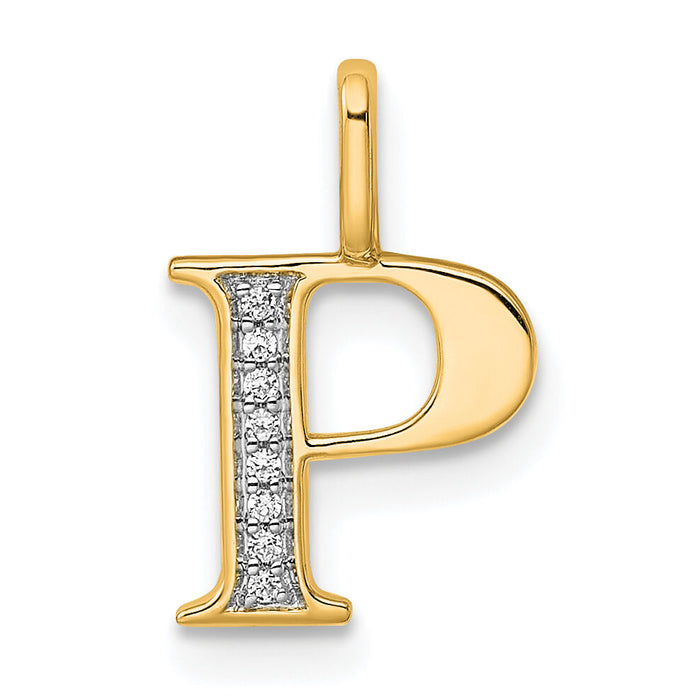 14k Diamond Letter P Initial Pendant-PM8365P-003-YA