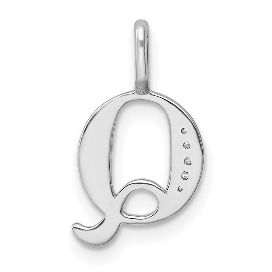 14K White Gold Diamond Letter Q Initial Pendant-PM8365Q-002-WA