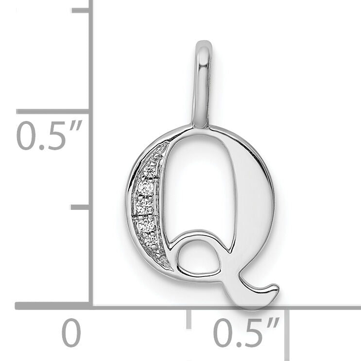 14K White Gold Diamond Letter Q Initial Pendant-PM8365Q-002-WA