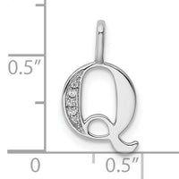 14K White Gold Diamond Letter Q Initial Pendant-PM8365Q-002-WA
