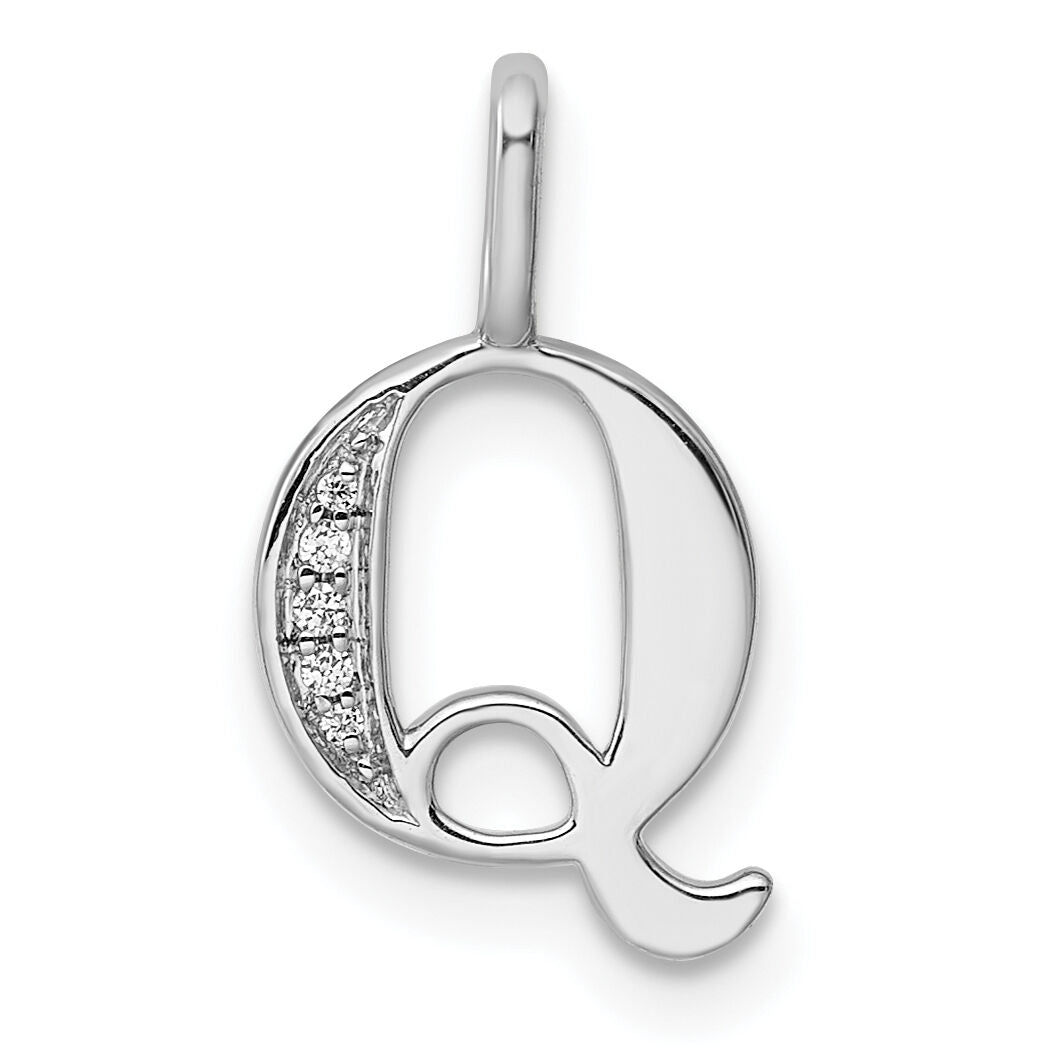 14K White Gold Diamond Letter Q Initial Pendant-PM8365Q-002-WA
