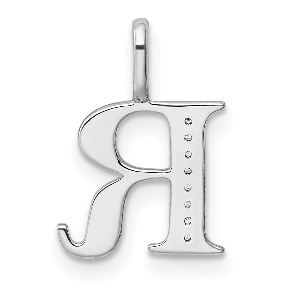 14K White Gold Diamond Letter R Initial Pendant-PM8365R-002-WA