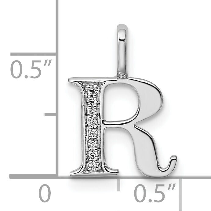 14K White Gold Diamond Letter R Initial Pendant-PM8365R-002-WA
