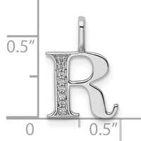 14K White Gold Diamond Letter R Initial Pendant-PM8365R-002-WA