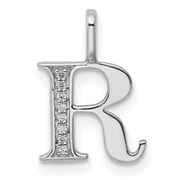 14K White Gold Diamond Letter R Initial Pendant-PM8365R-002-WA