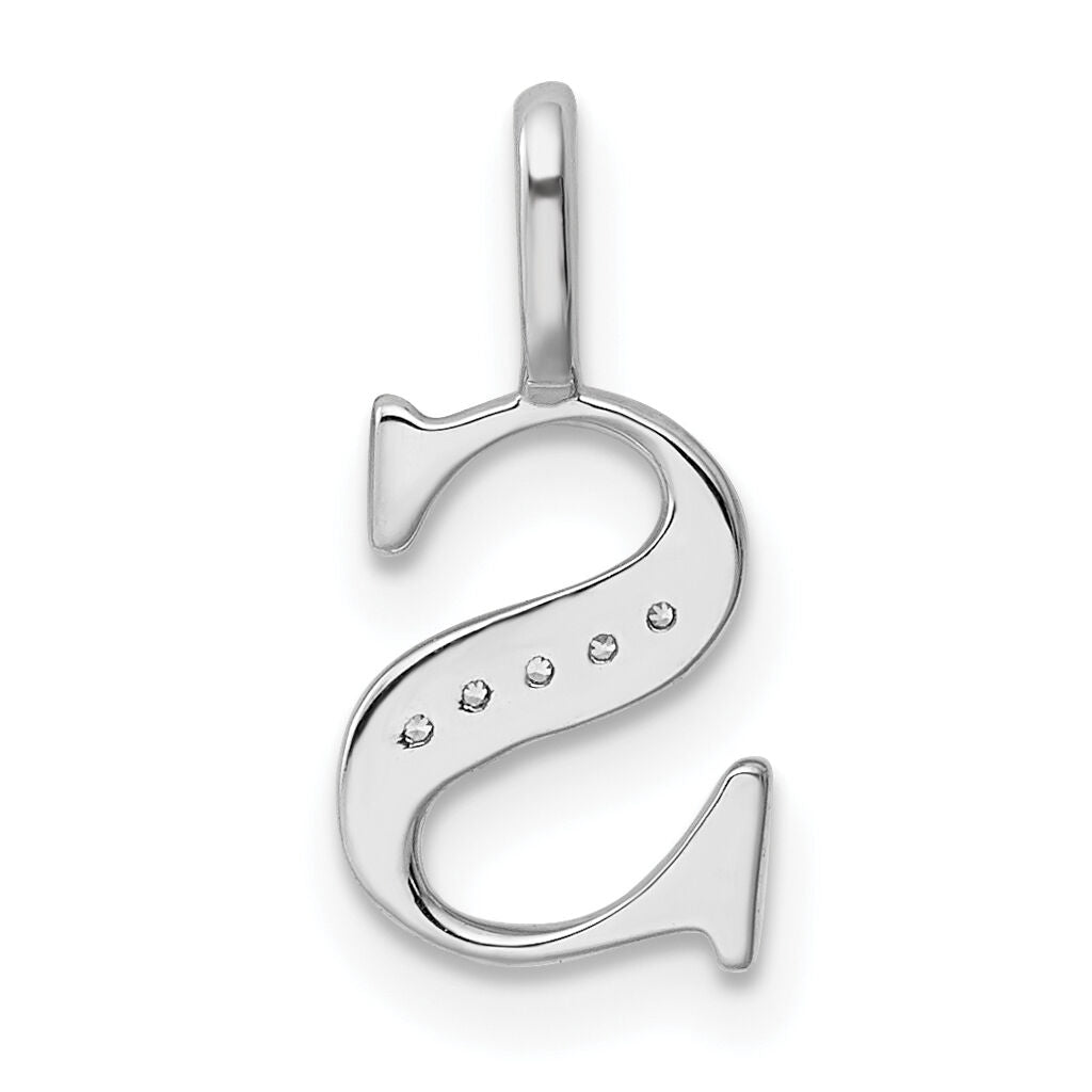 14K White Gold Diamond Letter S Initial Pendant-PM8365S-002-WA