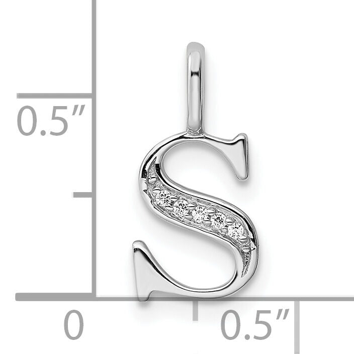 14K White Gold Diamond Letter S Initial Pendant-PM8365S-002-WA