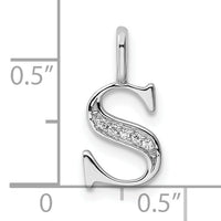 14K White Gold Diamond Letter S Initial Pendant-PM8365S-002-WA