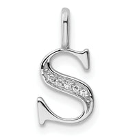 14K White Gold Diamond Letter S Initial Pendant-PM8365S-002-WA