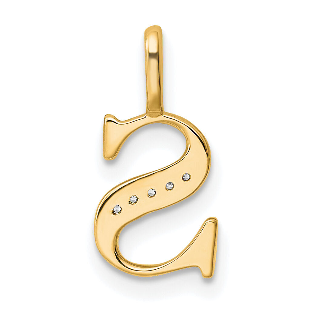 14k Diamond Letter S Initial Pendant-PM8365S-002-YA