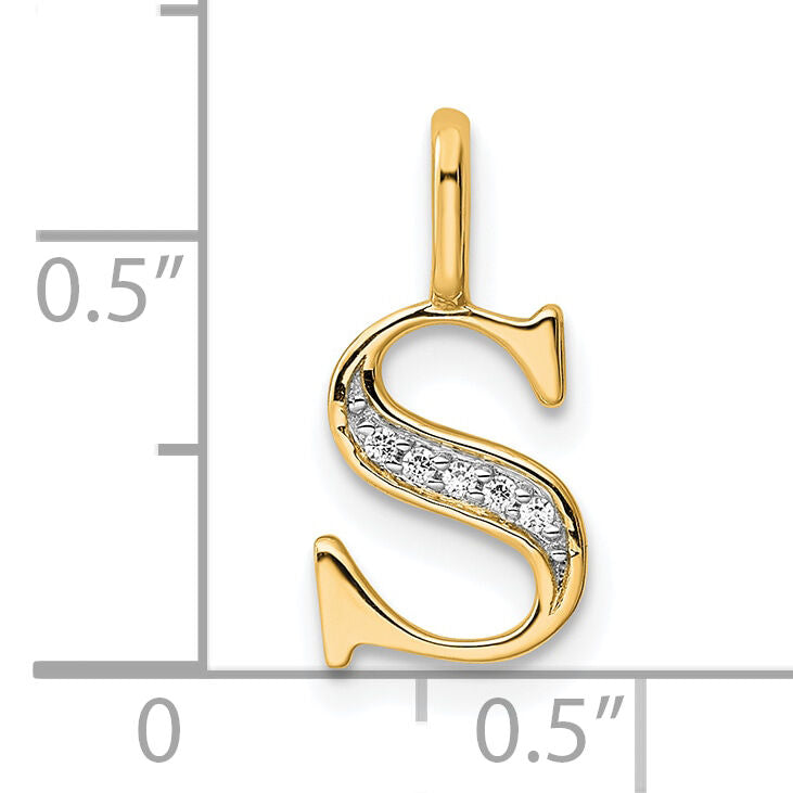 14k Diamond Letter S Initial Pendant-PM8365S-002-YA