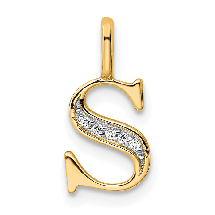 14k Diamond Letter S Initial Pendant-PM8365S-002-YA