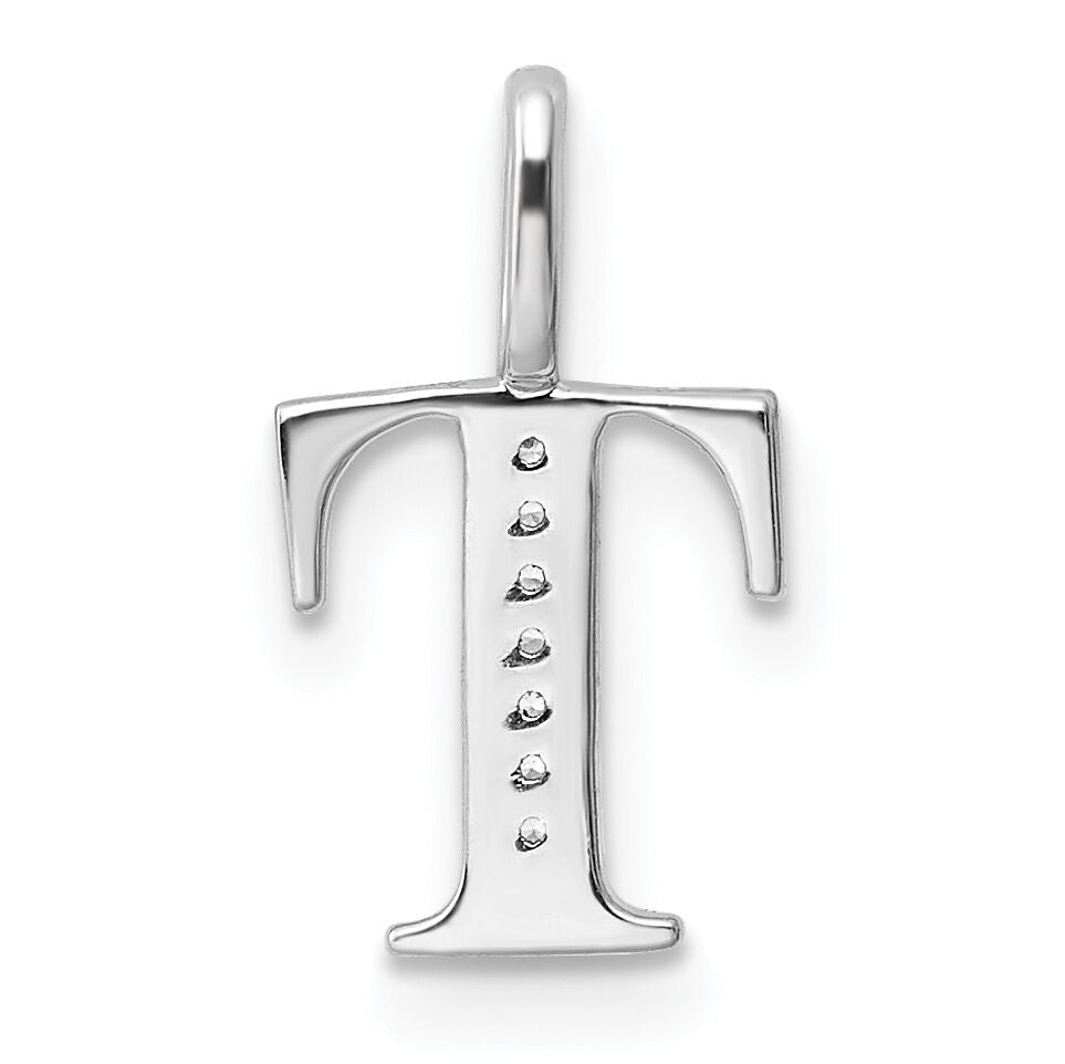 14K White Gold Diamond Letter T Initial Pendant-PM8365T-002-WA