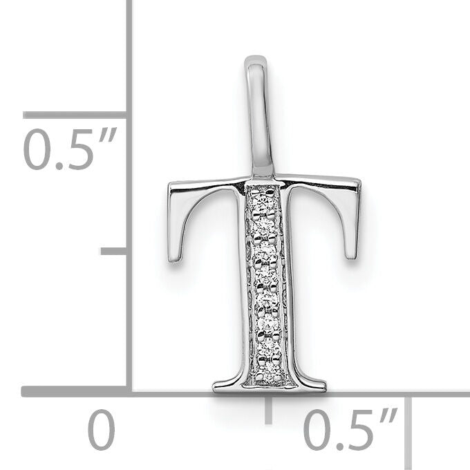 14K White Gold Diamond Letter T Initial Pendant-PM8365T-002-WA