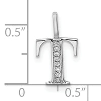14K White Gold Diamond Letter T Initial Pendant-PM8365T-002-WA