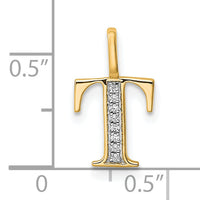 14k Diamond Letter T Initial Pendant-PM8365T-002-YA