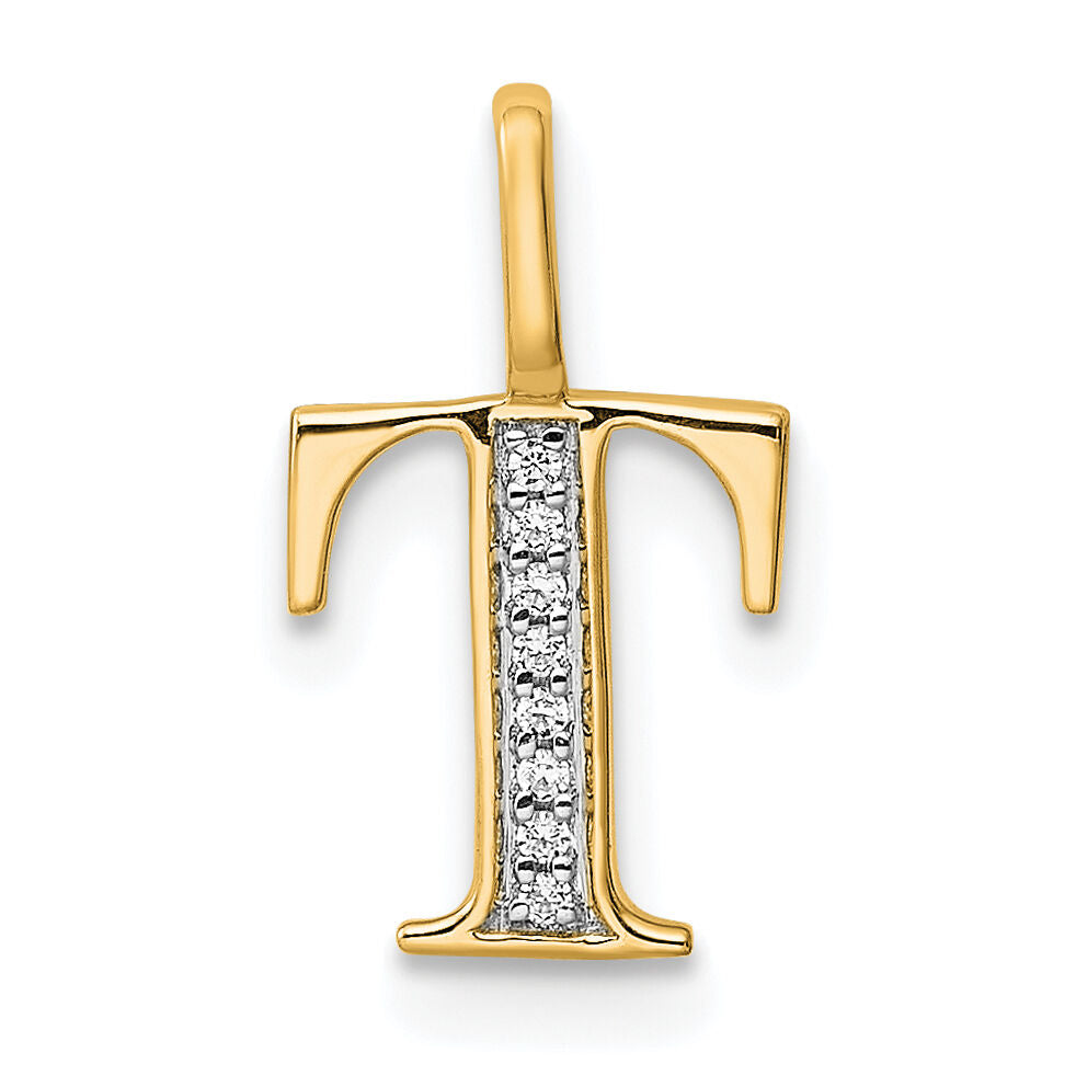 14k Diamond Letter T Initial Pendant-PM8365T-002-YA