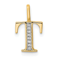 14k Diamond Letter T Initial Pendant-PM8365T-002-YA