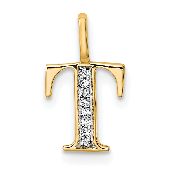 14k Diamond Letter T Initial Pendant-PM8365T-002-YA