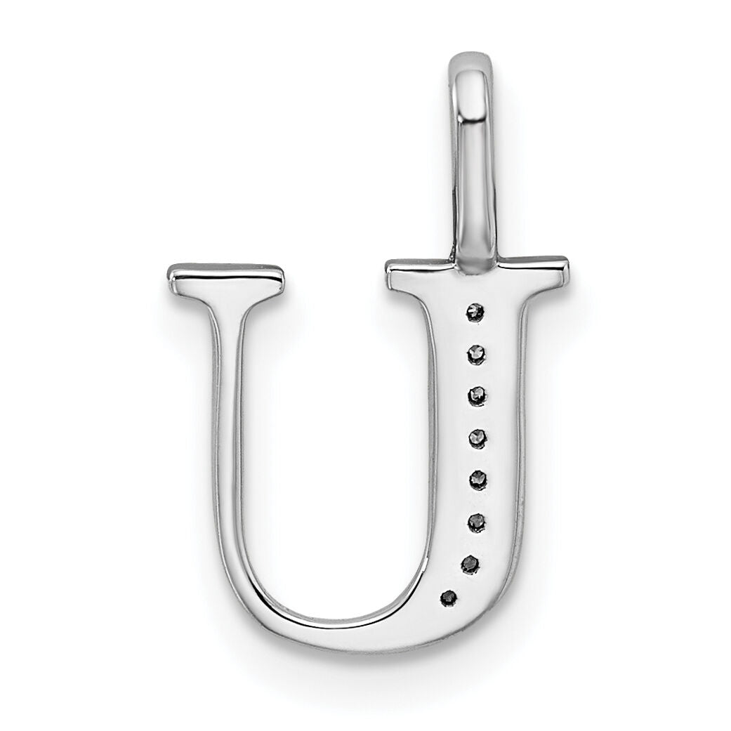 14K White Gold Diamond Letter U Initial Pendant-PM8365U-002-WA