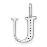 14K White Gold Diamond Letter U Initial Pendant-PM8365U-002-WA