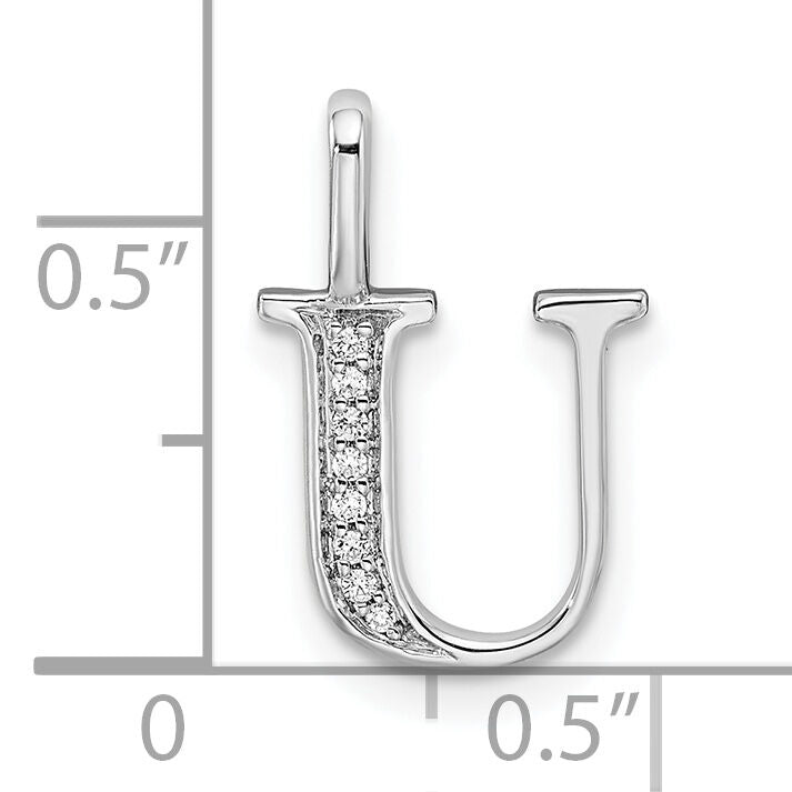 14K White Gold Diamond Letter U Initial Pendant-PM8365U-002-WA