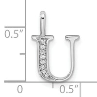14K White Gold Diamond Letter U Initial Pendant-PM8365U-002-WA