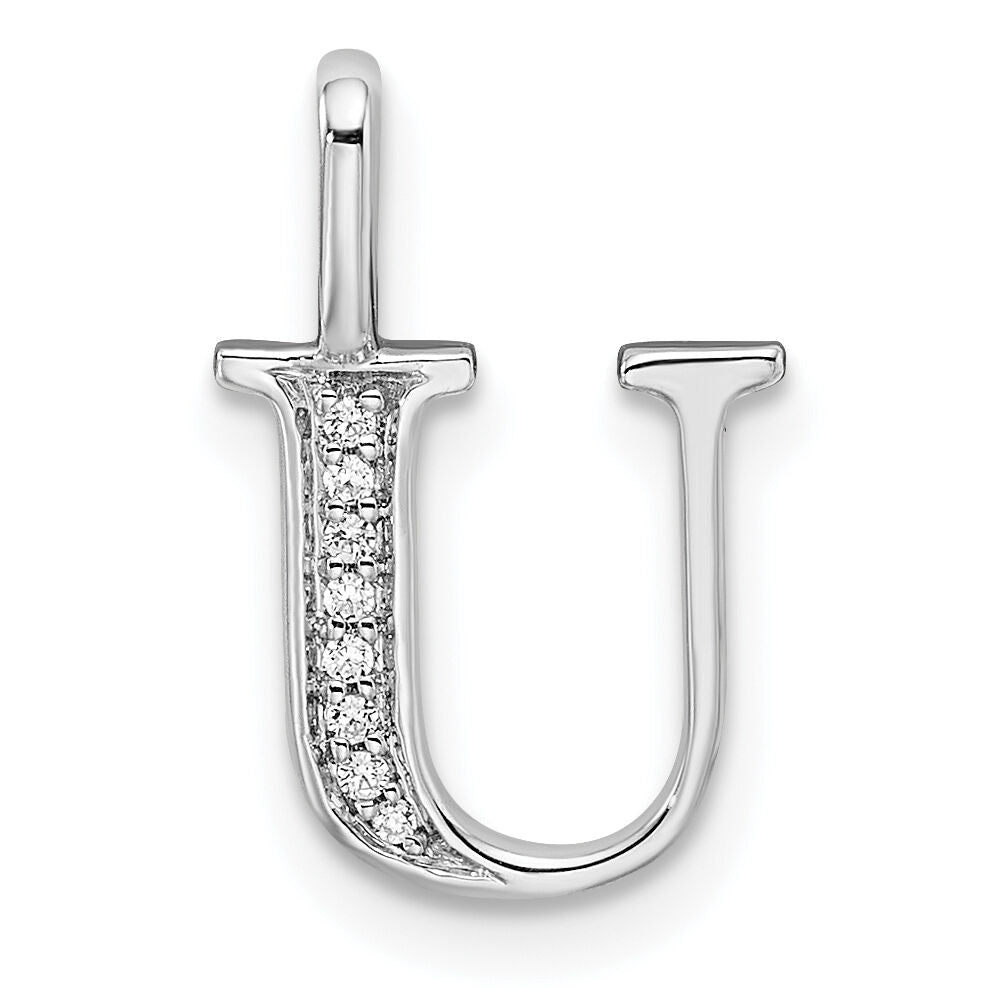 14K White Gold Diamond Letter U Initial Pendant-PM8365U-002-WA