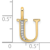 14k Diamond Letter U Initial Pendant-PM8365U-002-YA