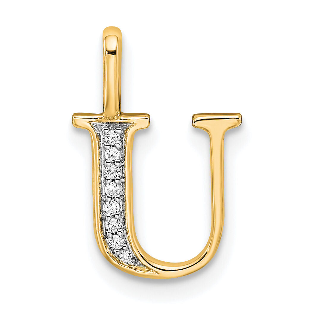 14k Diamond Letter U Initial Pendant-PM8365U-002-YA