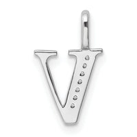 14K White Gold Diamond Letter V Initial Pendant-PM8365V-003-WA
