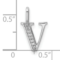 14K White Gold Diamond Letter V Initial Pendant-PM8365V-003-WA