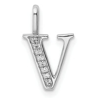 14K White Gold Diamond Letter V Initial Pendant-PM8365V-003-WA